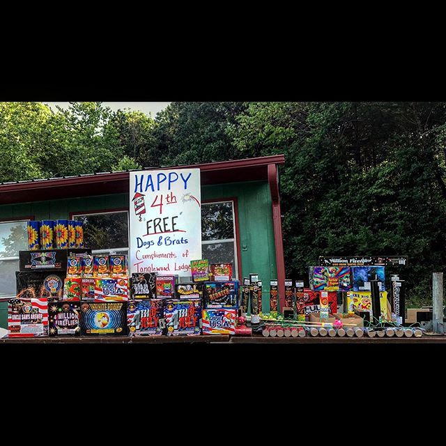 SNEAK PEAK OF OUR FIREWORKS AT 9PM TONIGHT! Come on over and sit on the shore, or pull your boats into Rocky Branch Marina and anchor in the cove at Tanglewood Lodge to watch the show. YOU DON&rsquo;T WANT TO MISS IT! 
Also very special thanks to Dew